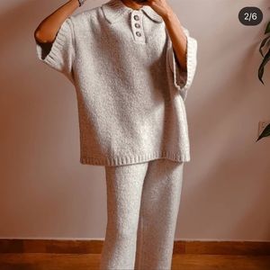 Zara Wool Blend Knit Polo Sweater